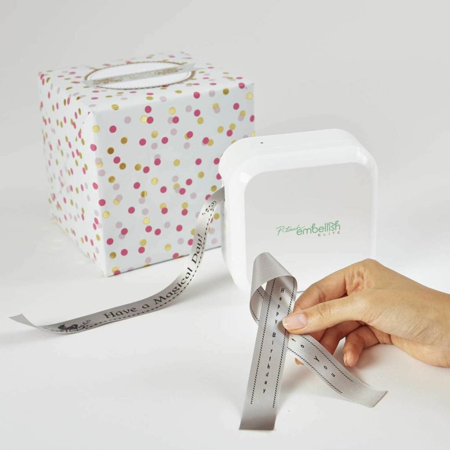 Brother Ptp715Ebt P-Touch Embellish Elite Wireless Label Printer with Decorative Ribbon Tapes - White Bluetooth Connectivity for Custom DIY Stickers
