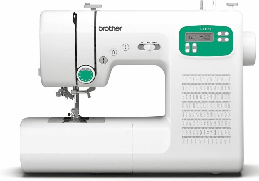 Brother CE1155 Computerized Sewing Machine with 110 Built-In Stitches, LCD Screen, 7 Presser Feet, and Automatic Needle Threader