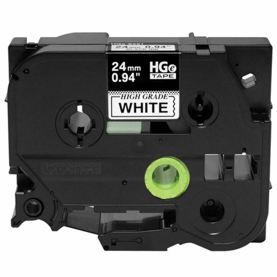 Brother PTouch White Label Tape with Black Text for Easy Identification and Printing