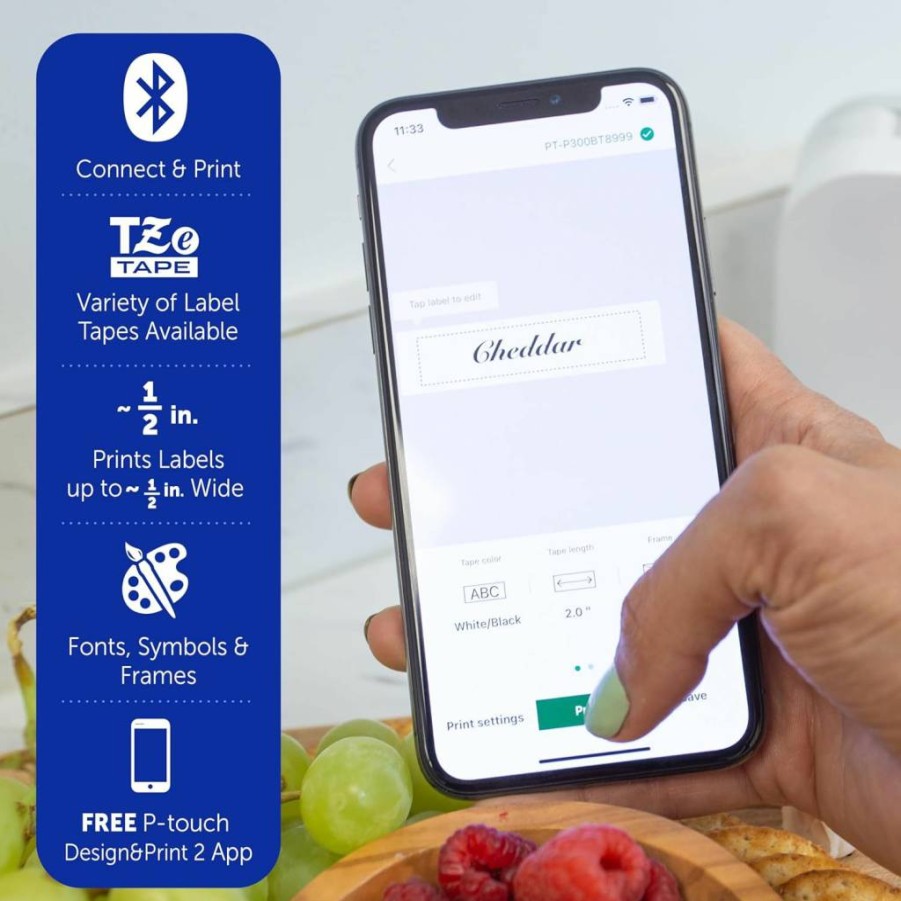 Brother P-Touch Cube Bluetooth Label Maker - Wireless Portable Printer for iPhone & Android, Compatible with Smartphones, Includes Templates, Compact Design (Blue)