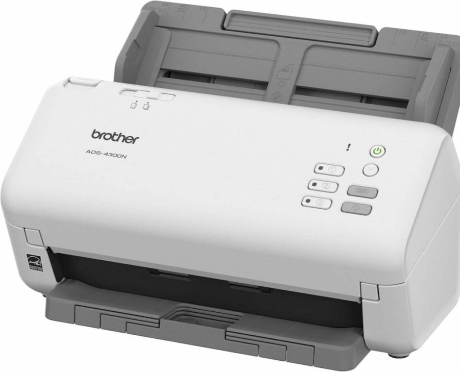 Brother ADS-4300N High-Speed Duplex Document Scanner with Network Connectivity, 50ppm, 600dpi, White - Professional Desktop Scanning Solution