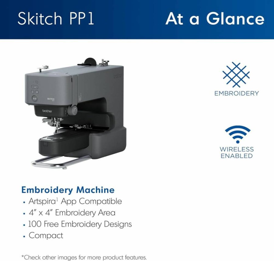 Brother Skitch Single-Needle Embroidery Machine with Artspira App Connectivity - Compact Design for Home & Professional Use