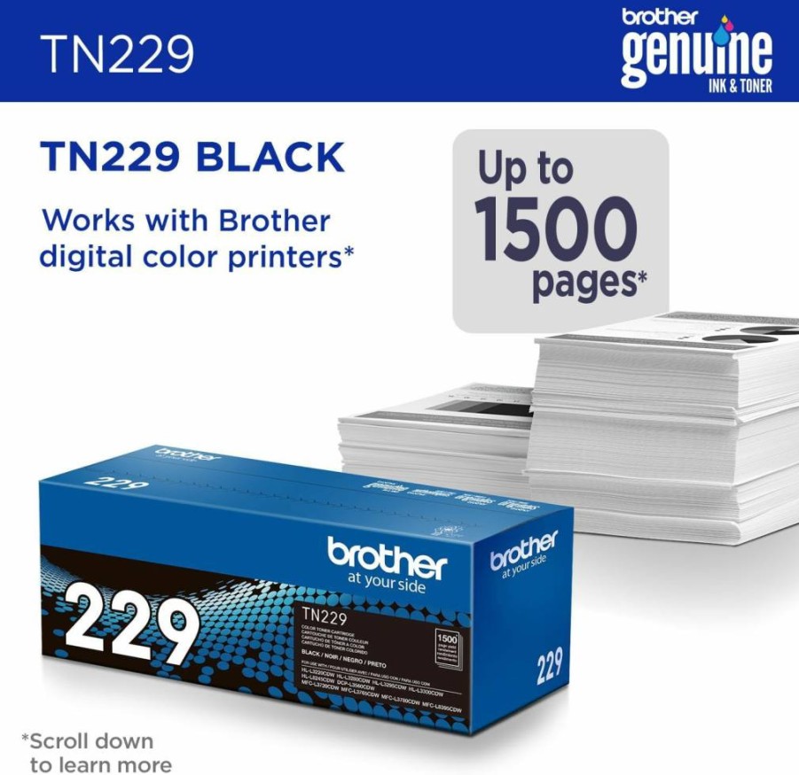 Brother TN229XL High-Yield Yellow Toner Cartridge - 2,300 Page Yield | Genuine Brother OEM Printer Supplies