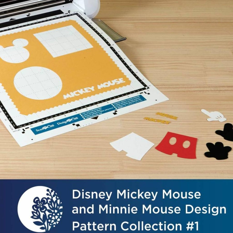 Brother ScanNCut Disney Mickey & Minnie Mouse Vinyl Decals - 26 Designs for DIY Cards, Appliques with Mickey Ears, Hearts, Banners (CADSNP01)