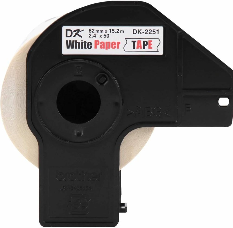 Brother DK-225124PK Continuous Length Label Tape, Black/Red on White, 2.4" x 50 Feet, 24 Rolls per Box, Genuine Replacement Labels