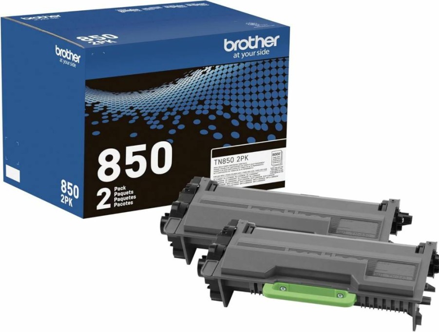 Brother TN850 High-Yield Black Toner Cartridge Twin Pack (2PK) - Genuine OEM Compatible for Brother Printers
