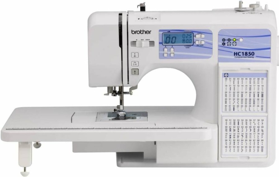 Brother HC1850 Sewing and Quilting Machine with 185 Built-In Stitches, LCD Display, 8 Presser Feet, and Automatic Needle Threader