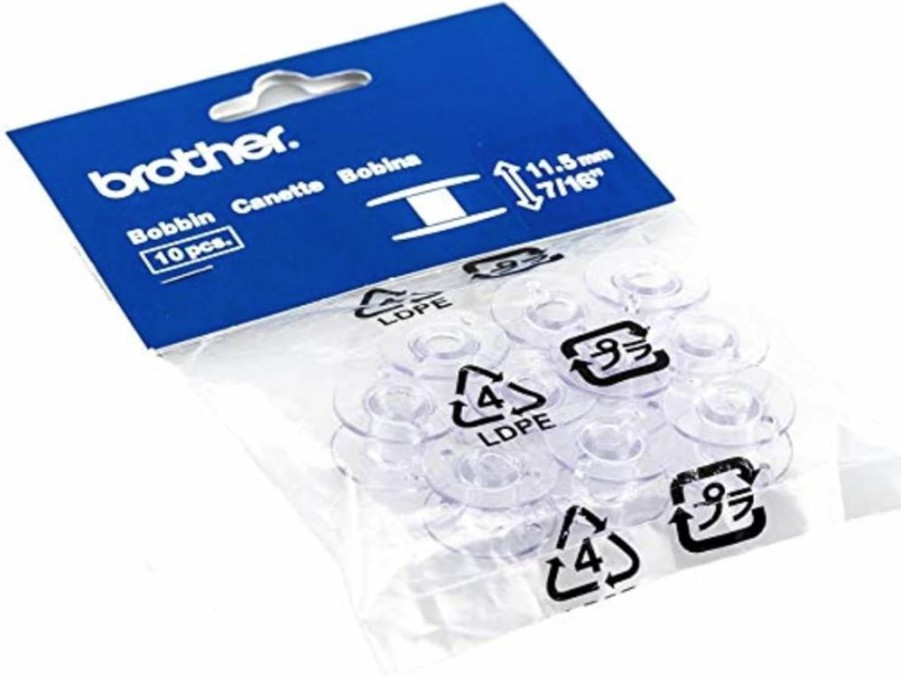 Brother SA156 Clear Sewing Machine Bobbins 10-Pack - 11.5mm Embroidery & Sewing Bobbins for Brother Machines