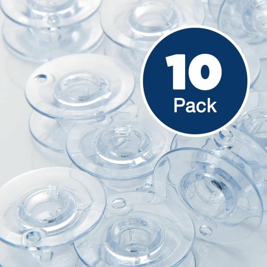 Brother SA156 Clear Sewing Machine Bobbins 10-Pack - 11.5mm Embroidery & Sewing Bobbins for Brother Machines