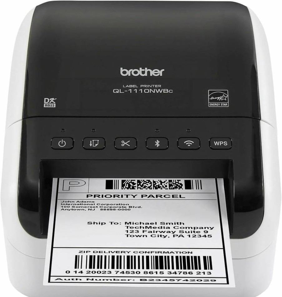 Brother QL-1110NWBC Wireless Thermal Label Printer for Postage & Barcodes, Wide Format, Black & White, 6.7" x 5.9" x 8.7