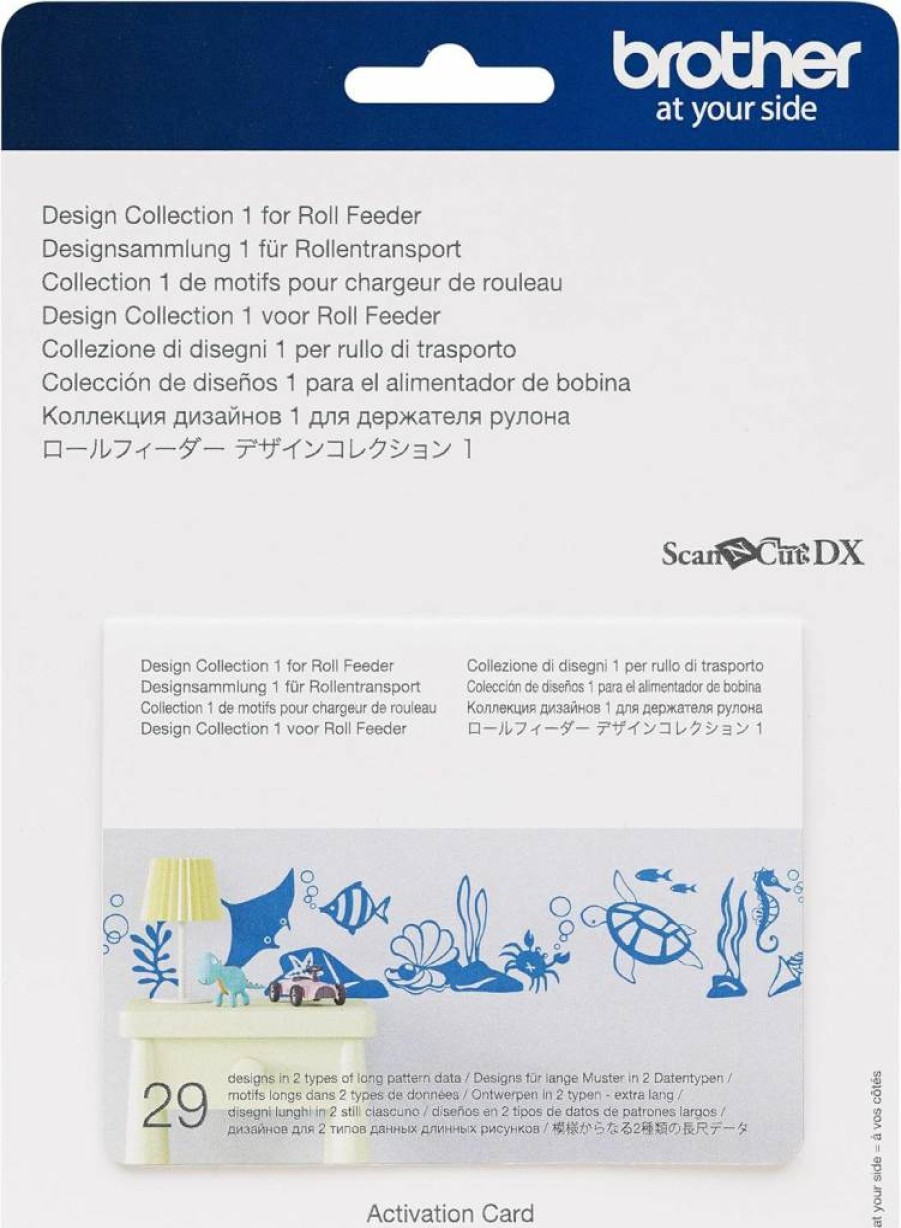 Brother ScanNCut DX Roll Feeder CADXRFDP01 Animal Pattern Collection - 29 Designs for Vinyl Wall Decals, Sea Creatures & Woodland Animals, Cuts Up to 6 Feet, White