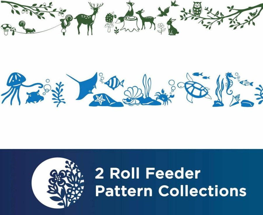 Brother ScanNCut DX Roll Feeder CADXRFDP01 Animal Pattern Collection - 29 Designs for Vinyl Wall Decals, Sea Creatures & Woodland Animals, Cuts Up to 6 Feet, White