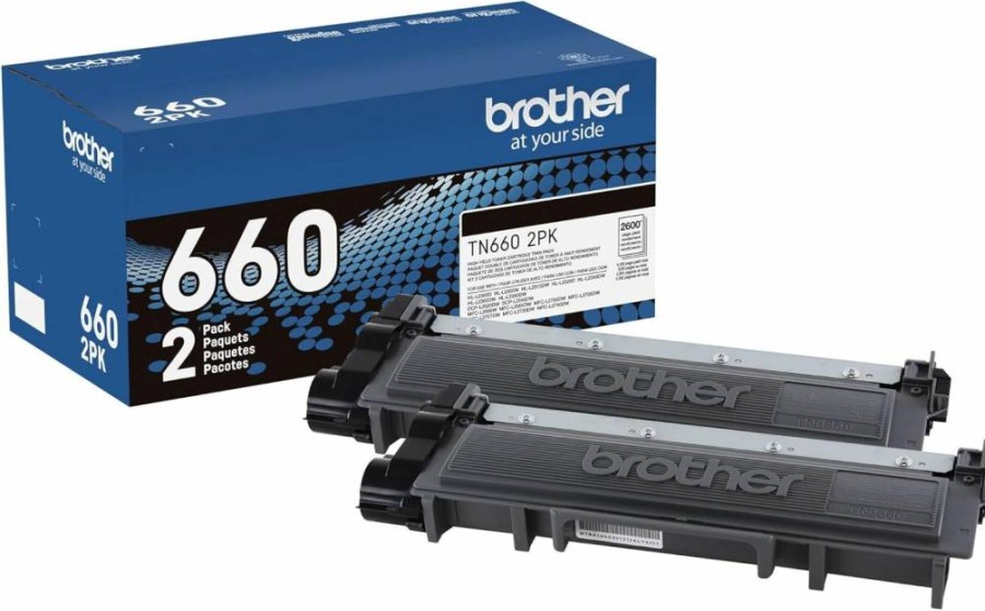 Brother TN660 High-Yield Black Toner Cartridge Twin Pack (2-Pack) - Genuine OEM Replacement
