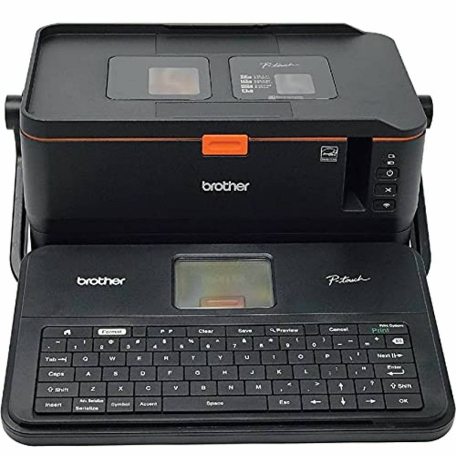 Brother PTE800W Industrial Label Printer with Full Qwerty Keyboard, 36mm Label Printing, 360dpi High Resolution, Wi-Fi Enabled, Portable Desktop Design - Black
