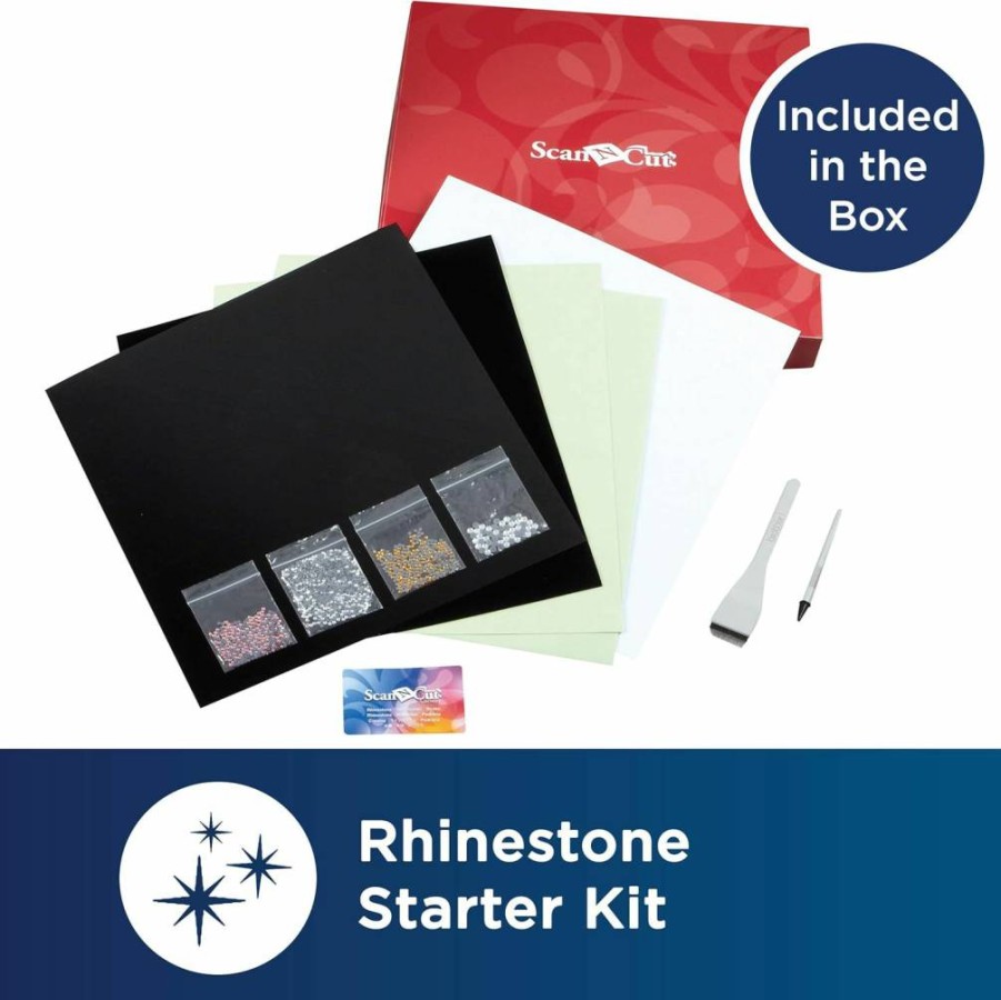 Brother ScanNCut Rhinestone Starter Kit - 1,450 Hotfix Gems, 100 Patterns, Template Sheets & Positioning Brush for Crafts, Personalized Clothing, DIY Designs