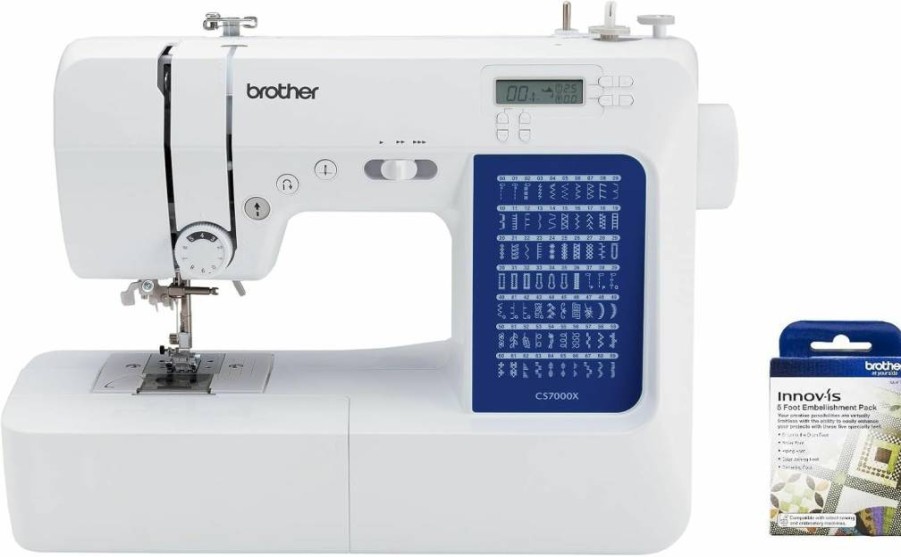 Brother CS7000X Computerized Sewing & Quilting Machine with 70 Built-In Stitches, LCD Screen, Wide Table, 10 Presser Feet, White – Ideal for Quilting & Sewing Projects