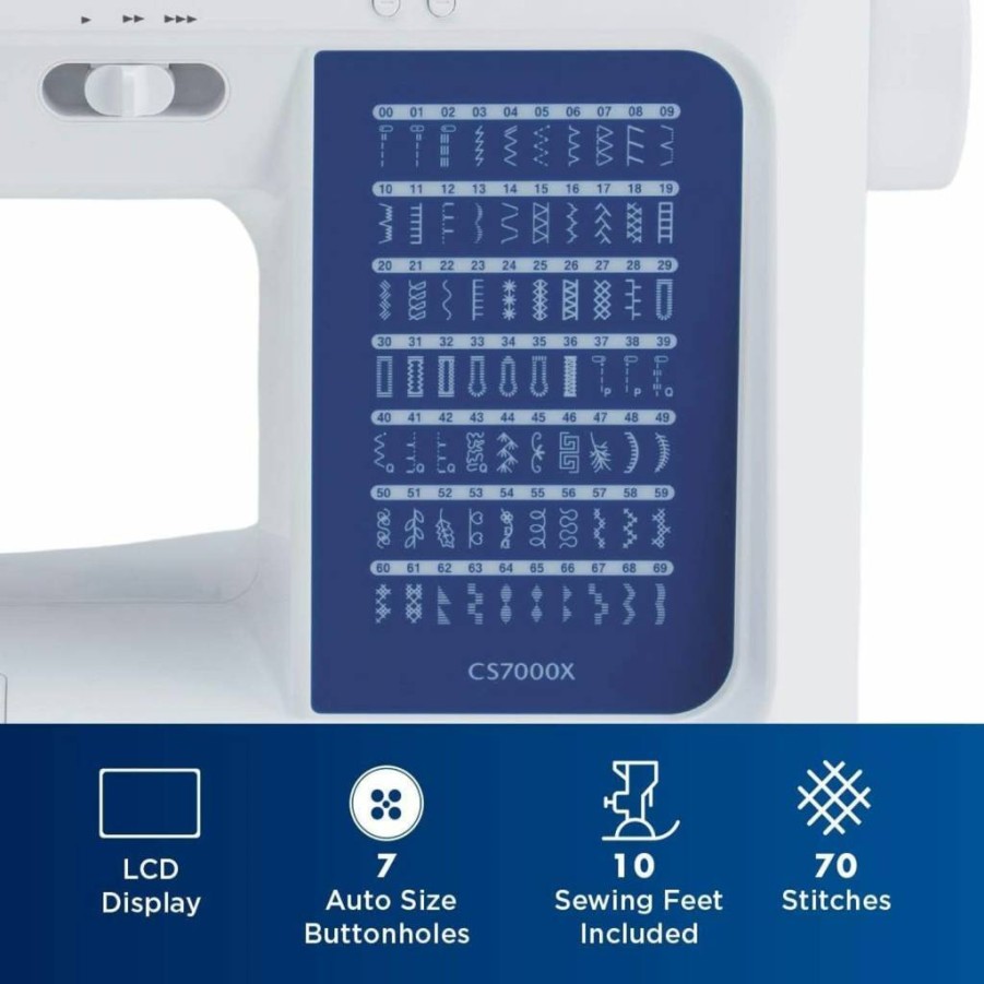 Brother CS7000X Computerized Sewing & Quilting Machine with 70 Built-In Stitches, LCD Screen, Wide Table, 10 Presser Feet, White – Ideal for Quilting & Sewing Projects