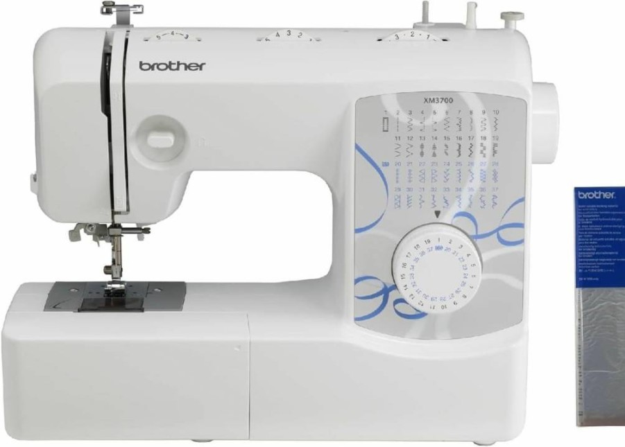 Brother XM3700 Sewing Machine with 37 Built-In Stitches, 5 Presser Feet, Compact White Design (17.5" x 7.6" x 14.25") for Home Sewing & Quilting