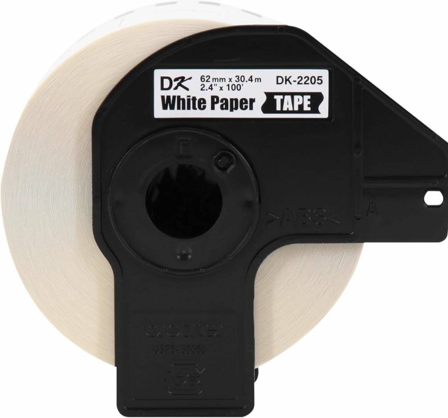 Brother DK-220524PK Continuous Paper Label Roll, 2.4" x 100 ft, Cut-to-Length Labels, 24 Rolls per Box, White