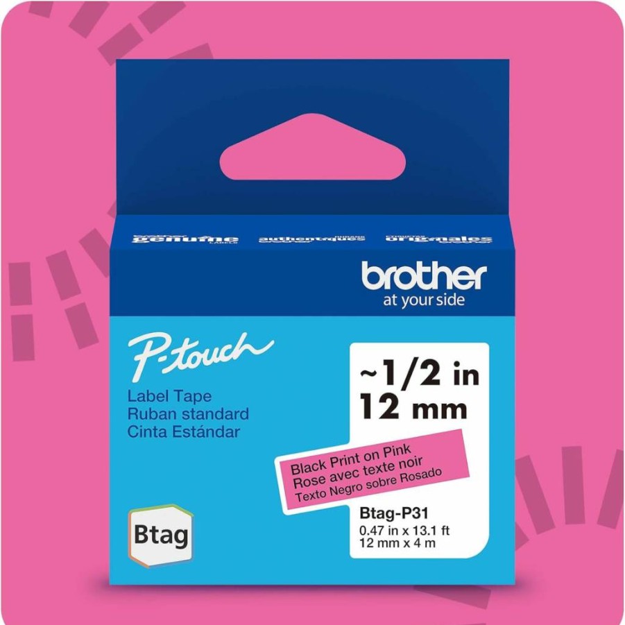 Brother Genuine P-Touch BTA233 Blue on White Label Tape - 12mm x 4m (1/2" x 13.1ft) - Compatible with Brother Label Makers