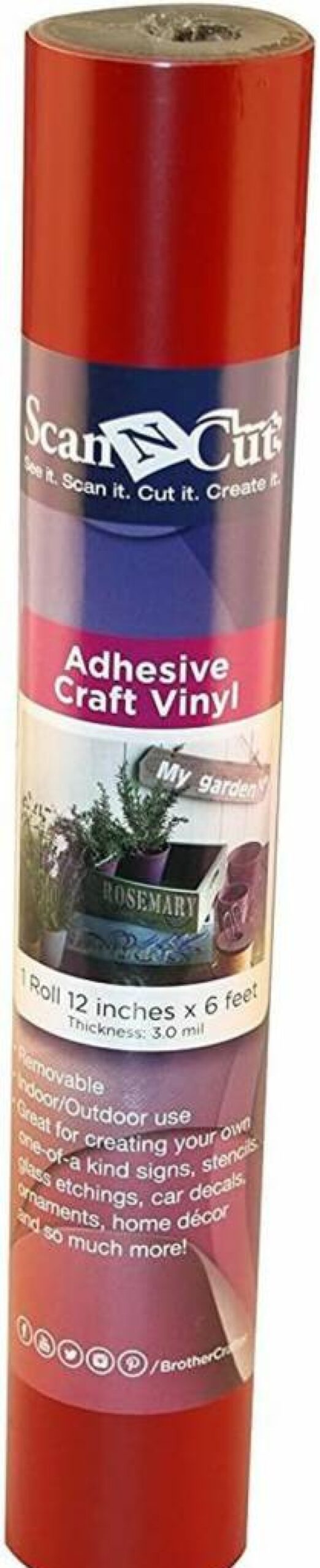 Brother ScanNCut Self-Adhesive Vinyl Roll, Silver 12" x 6', DIY Decal Material for Wall Art, Laptop Stickers, Custom Vinyl Decals & Crafts