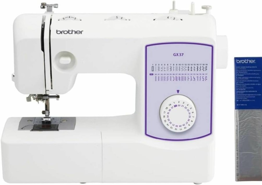 Brother GX37 Sewing Machine with 37 Built-In Stitches, 6 Presser Feet, Automatic Needle Threader & Free Arm for Versatile Sewing