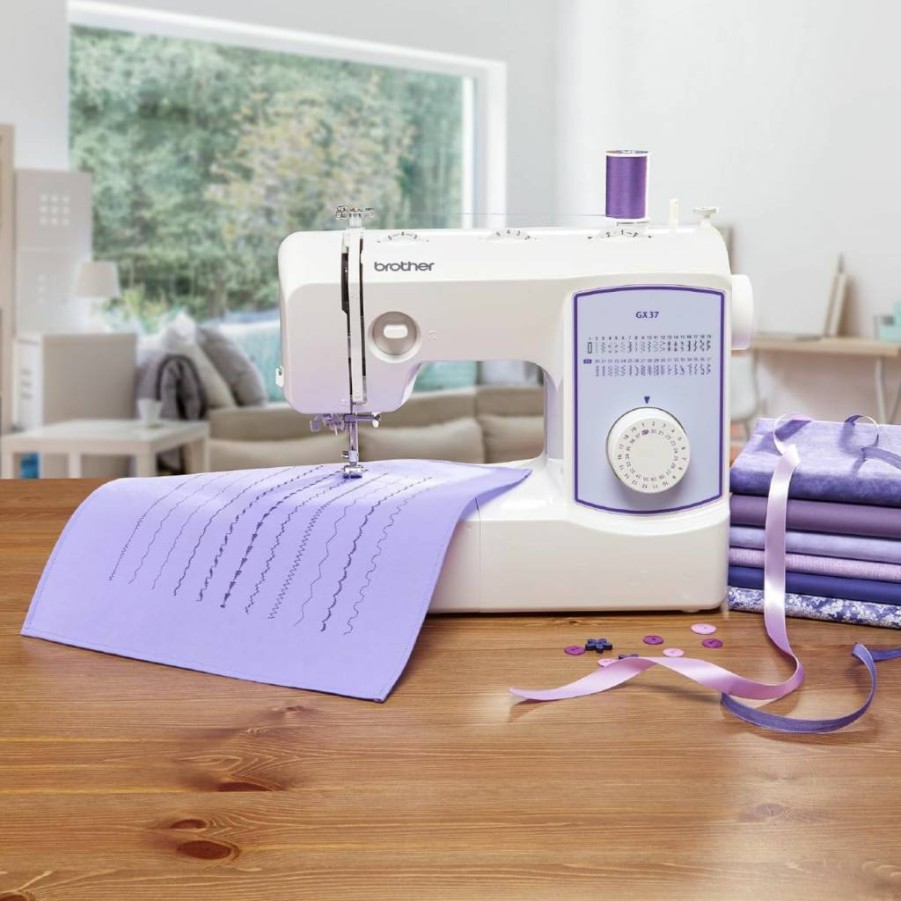 Brother GX37 Sewing Machine with 37 Built-In Stitches, 6 Presser Feet, Automatic Needle Threader & Free Arm for Versatile Sewing