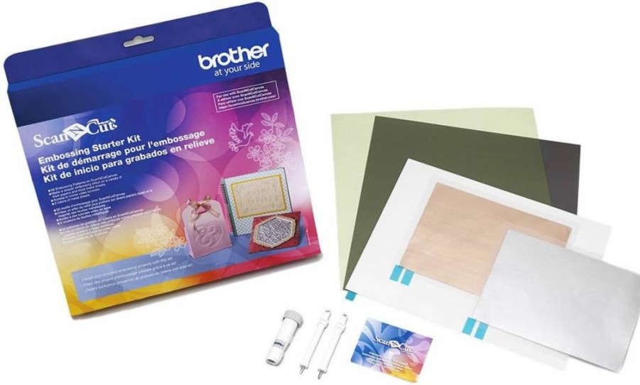 Brother ScanNCut Embossing Starter Kit CBESKIT1 – DIY Cutting Machine Accessories with Embossing Mat, Tools, Metal Sheets & 50 Patterns for Crafting