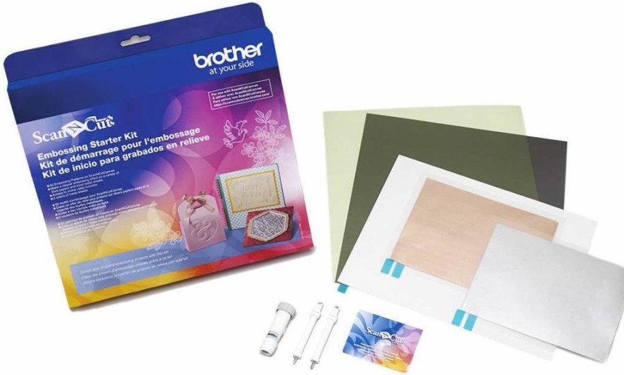 Brother ScanNCut Embossing Starter Kit CBESKIT1 – DIY Cutting Machine Accessories with Embossing Mat, Tools, Metal Sheets & 50 Patterns for Crafting