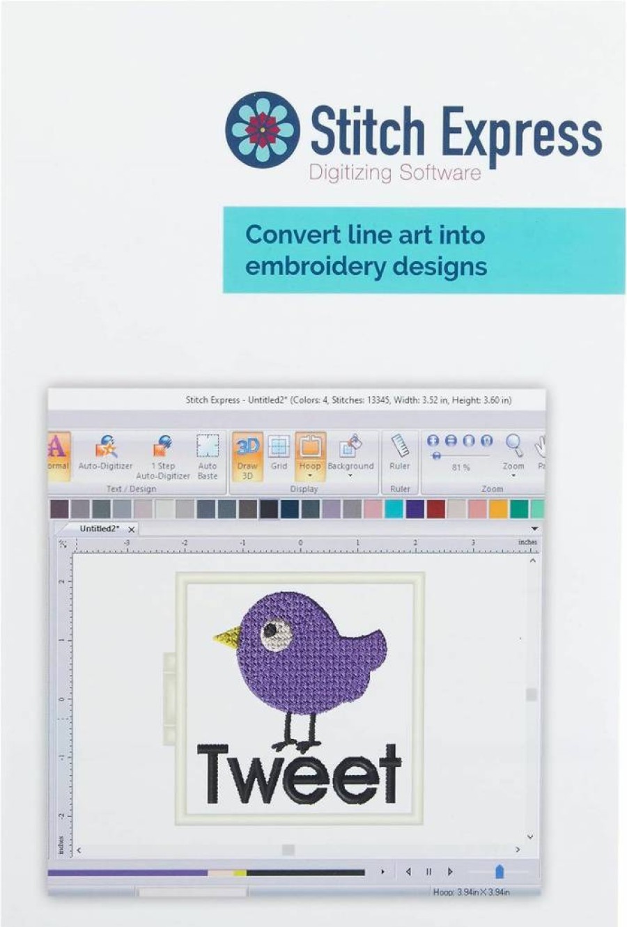 Brother SAExpress Stitch Express Auto Digitizing Software for Embroidery Design