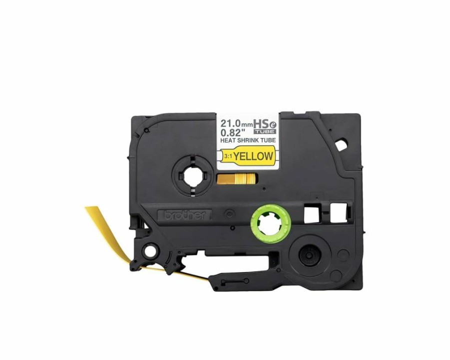 Brother HSE651E 21mm Heat Shrink Tubing Black on Yellow 3:1 Ratio for Electrical Insulation