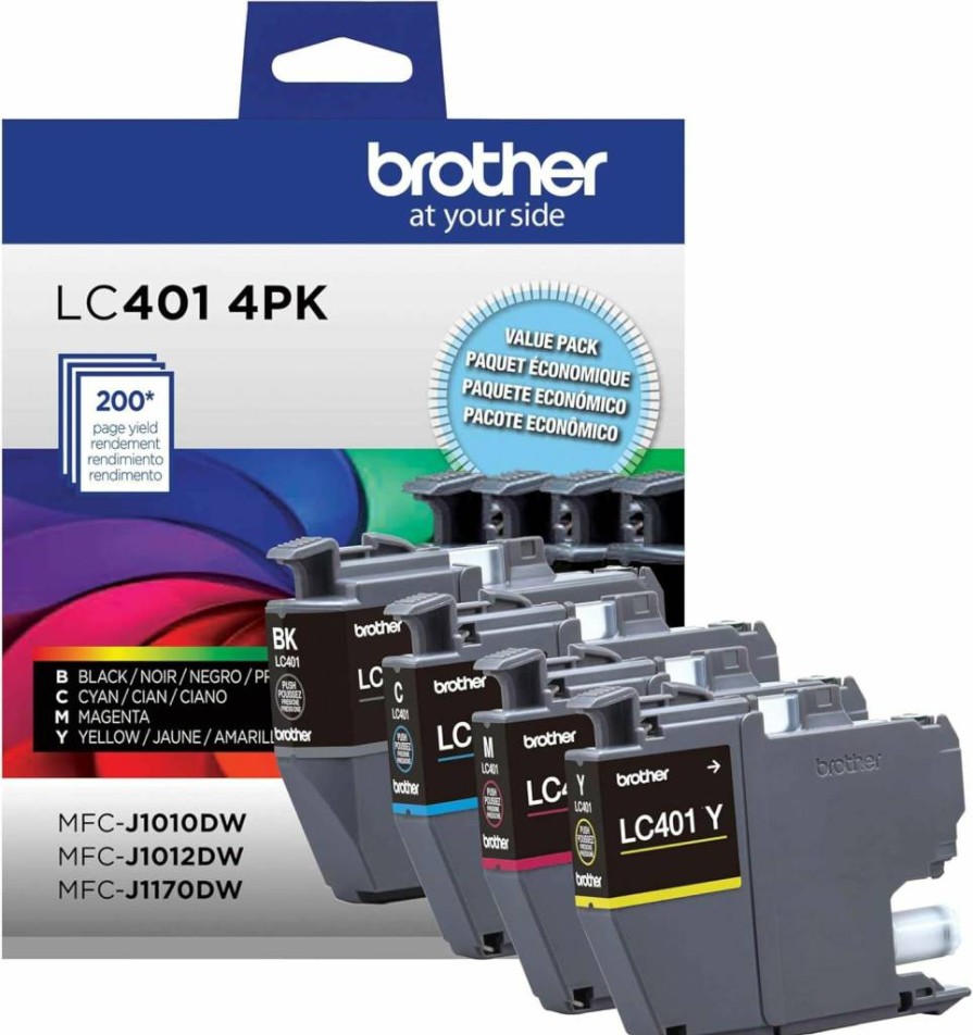 Brother LC4014PK4 4-Pack Genuine Ink Cartridges - Black, Cyan, Magenta, Yellow (Standard Yield)