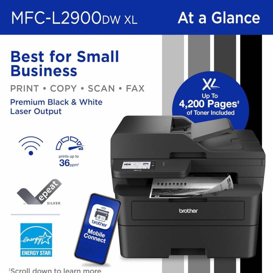 Brother MFC-L2900DW Wireless Monochrome Laser Printer with Duplex Printing, Scanning, Fax | 4200-Page Toner Capacity | Amazon Dash Replenishment Ready