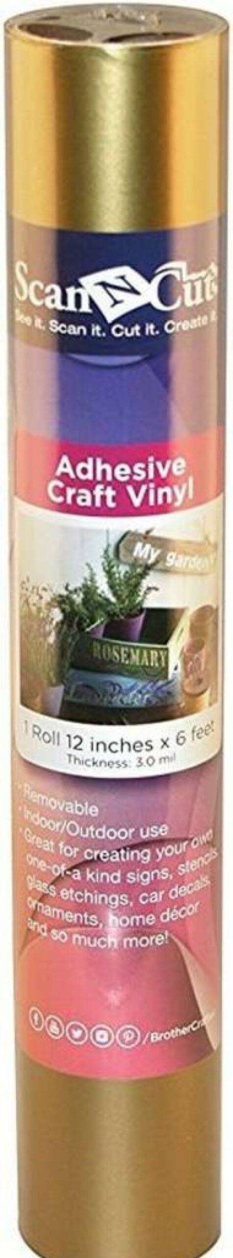 Brother 6-Foot Black Adhesive Vinyl Roll for Crafting, CAVINYLBK