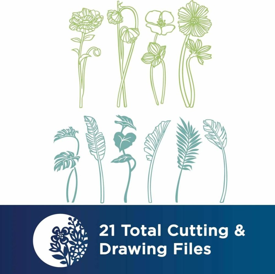 Brother ScanNCut DX Roll Feeder Deco Pattern Collection - 21 Tropical & Floral Designs for Vinyl Wall Decals, Includes Frames, Up to 6 Feet Long, Model CADXRFDP02