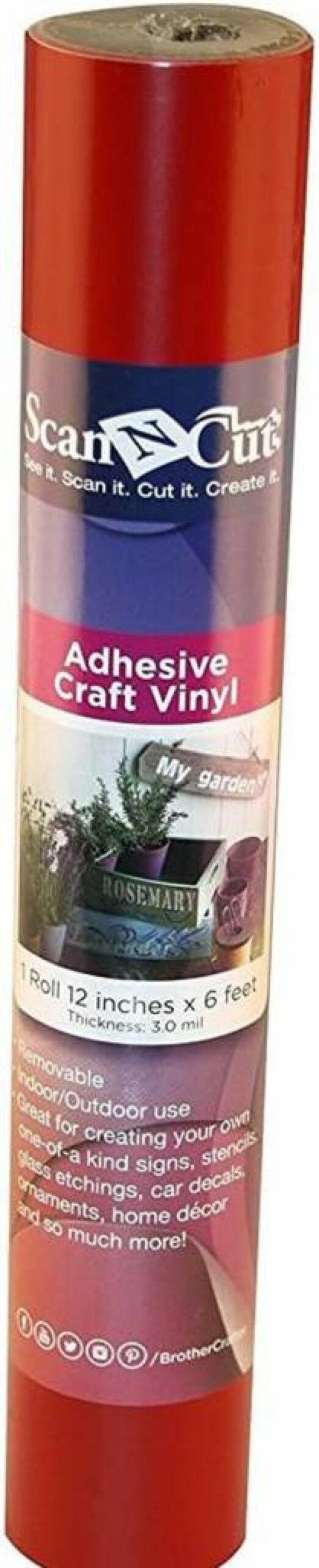Brother 6-Foot Black Adhesive Vinyl Roll for Crafting, CAVINYLBK - Durable, Flexible, Easy-to-Cut DIY Material