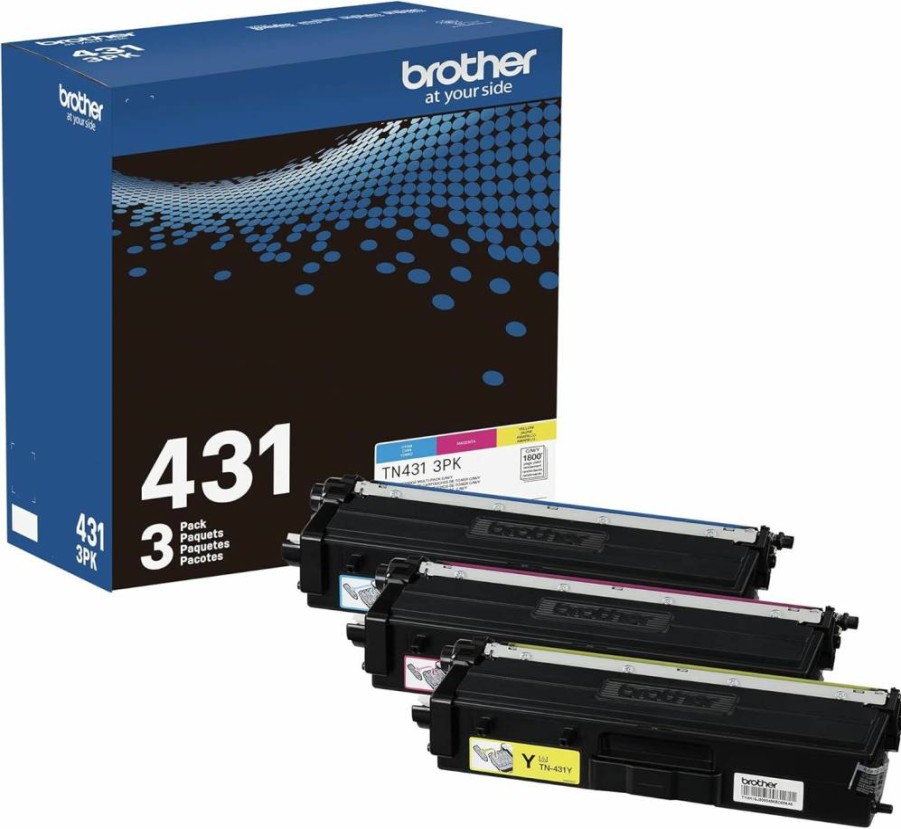 Brother TN431 3-Pack Color Toner Cartridge - Cyan, Magenta, Yellow | Standard Yield | Compatible with Brother Printers | TN4313PK
