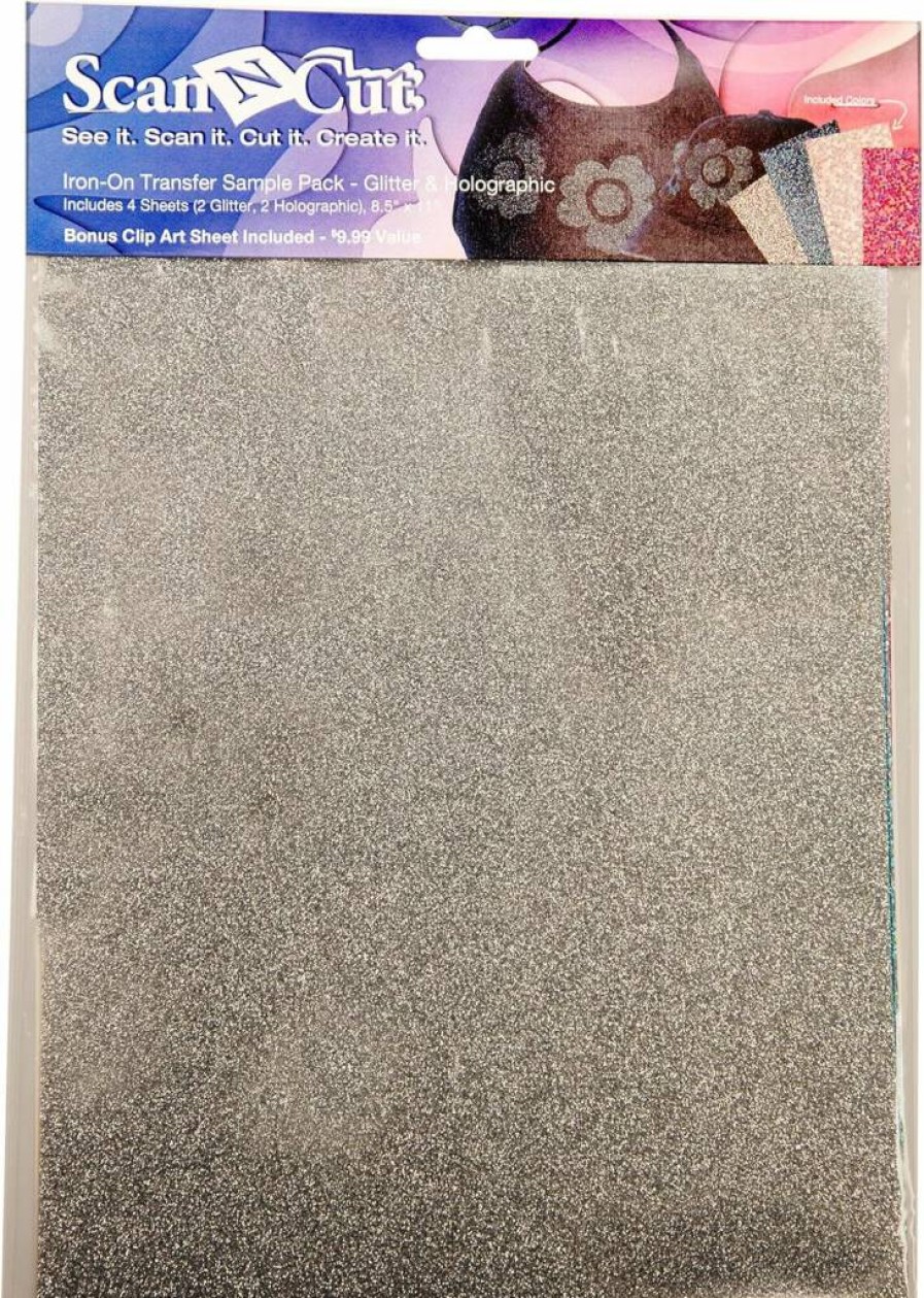 Brother ScanNCut CATSP01 Iron-On Transfer Sample Pack - Glitter & Holographic Designs for DIY Crafts
