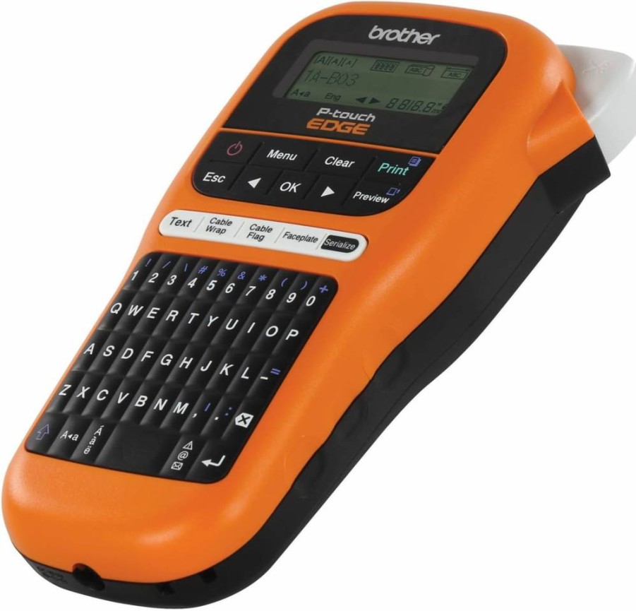 Brother PTE110 Industrial Handheld Label Maker Kit - 12mm Label Width, Orange, Entry-Level Labeling Tool