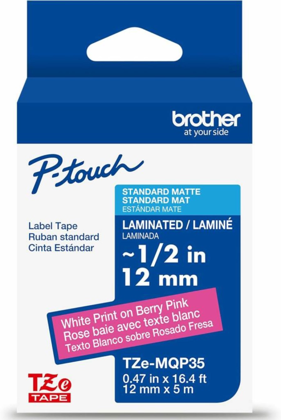 Brother Genuine TZE-6312PK 12mm Laminated P-Touch Tape, 2-Pack Black on Yellow, 26.2ft Waterproof Label Tape for Indoor/Outdoor Use