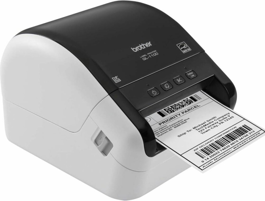 Brother QL-1100 Professional Thermal Label Printer for Barcode, Postage & Shipping, Monochrome Printing, Wide Format Labels, Black