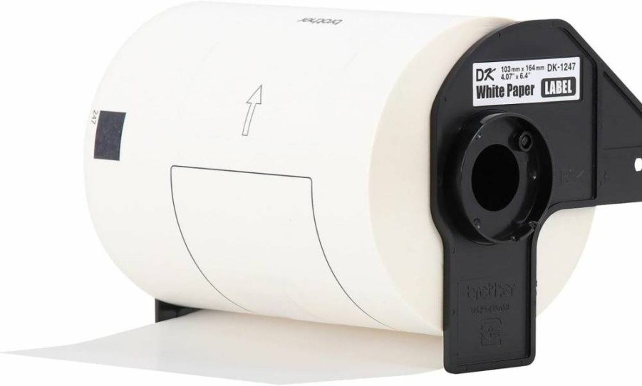 Brother DK-1247 Genuine Large Shipping Labels for QL Printers, 4.07" x 6.4" (103mm x 164mm), 180 Labels per Roll, White Die-Cut Paper Labels