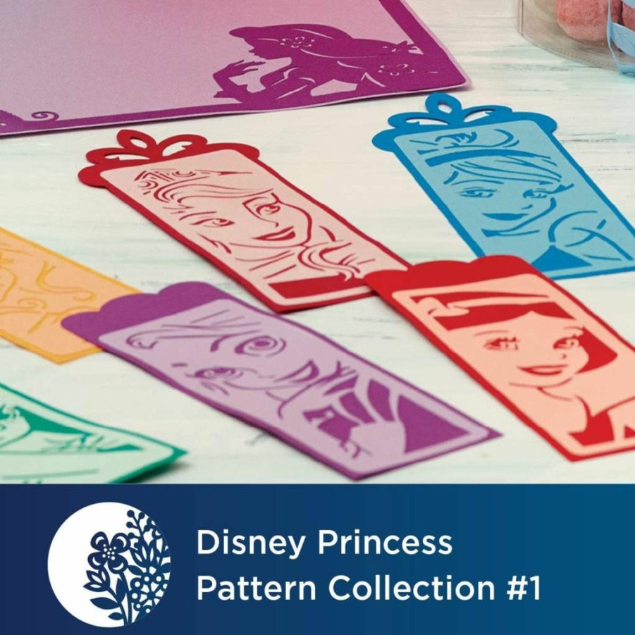 Brother ScanNCut Disney Princess Pattern Collection SDX02 - 18 Designs for DIY Cards, Bookmarks, Gift Tags with Cinderella, Belle, Aurora, Snow White, Rapunzel, Ariel