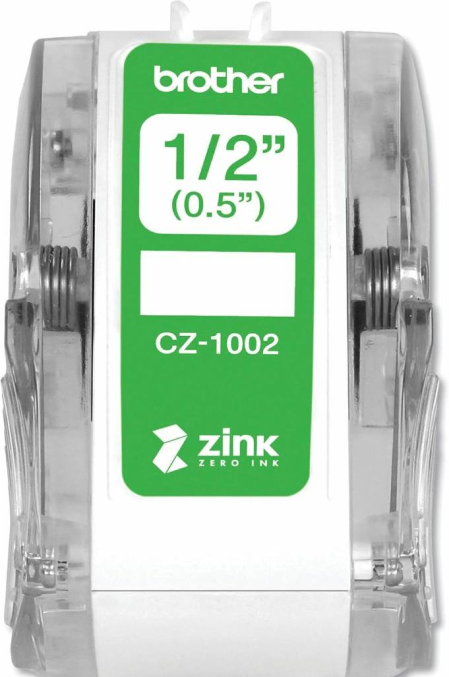 Brother CZ-1002 Zink Zero Ink 0.5" x 16.4 Ft Label Roll - 12mm Wide Continuous Length Tape for Brother Label Makers