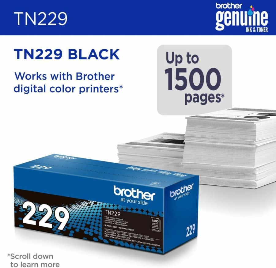 Brother TN229XL High Yield Black Toner Cartridge 2-Pack - 3,000 Pages per Cartridge, Genuine OEM