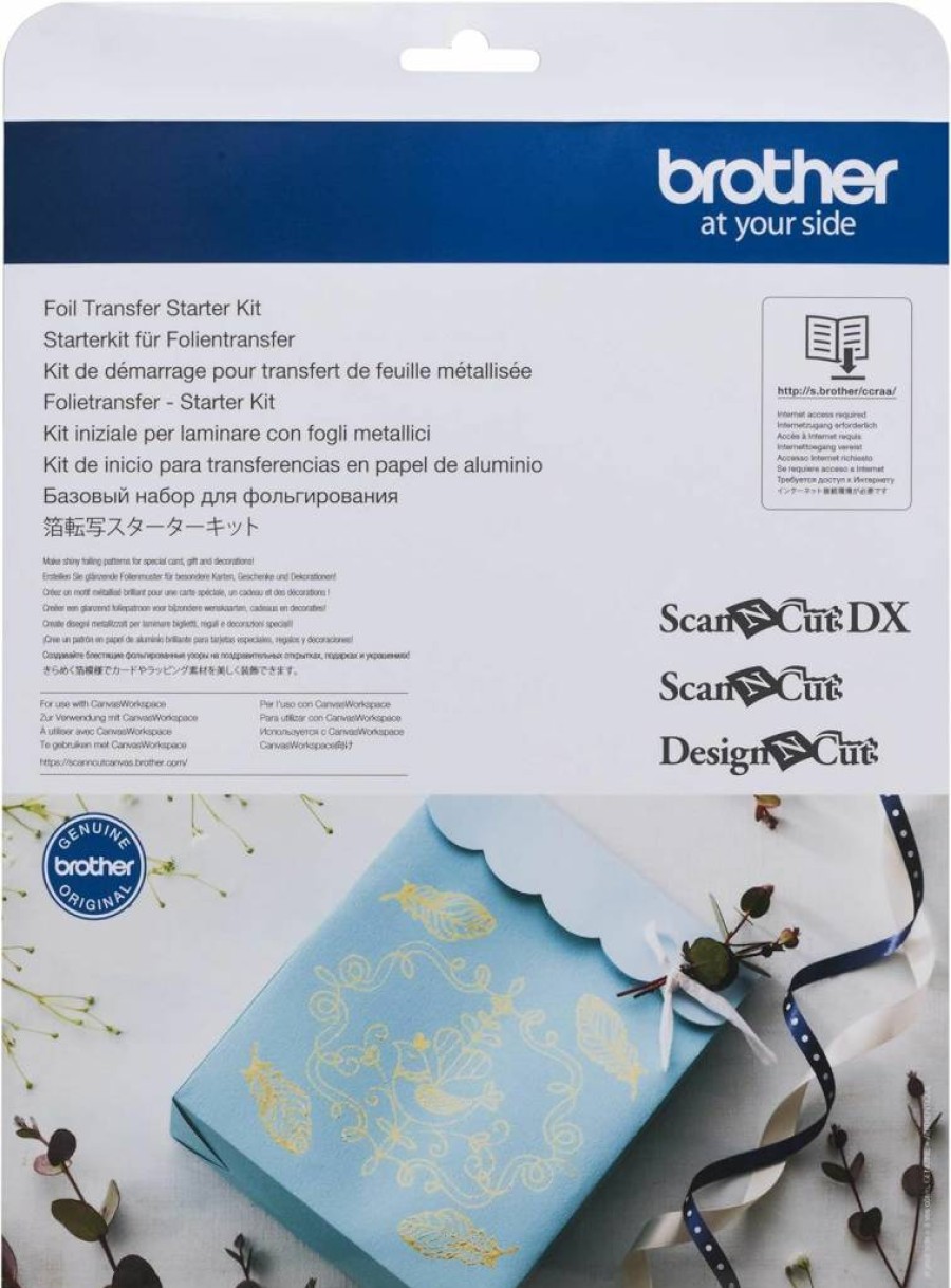 Brother Scanncut Foil Transfer Starter Kit Caftkit1 - Metallic Foil Sheets, Glue Pen, Pressing Tool & 50 Patterns for DIY Greeting Cards, Gift Tags, Crafts